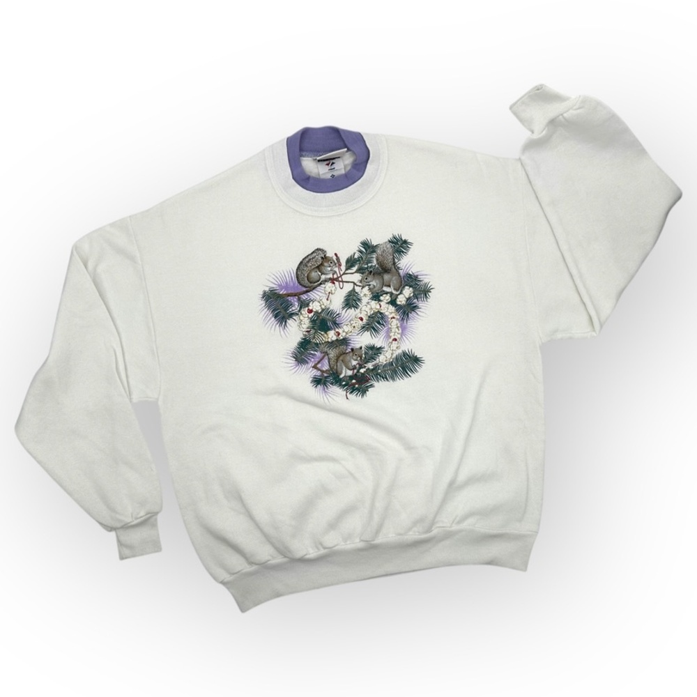 Vintage Squirrel Jerzees Purple Nublend Sweatshirt Crewneck Nature XL